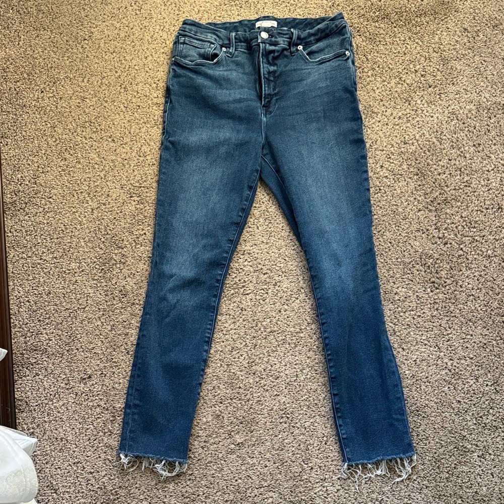 Good American- Dark Blue Cropped Ankle Jeans- Size 10/30